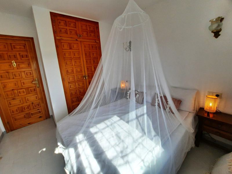 Bedroom with romantic canopy net