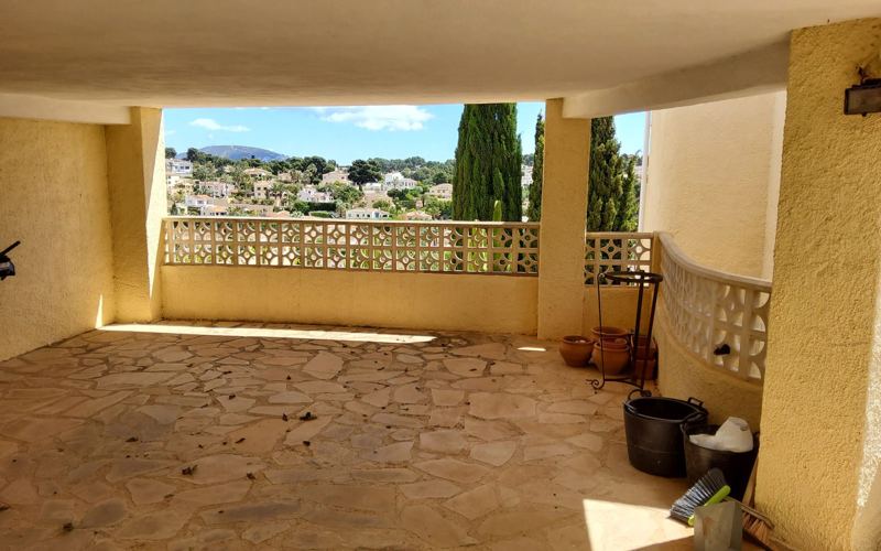 Shaded stone patio